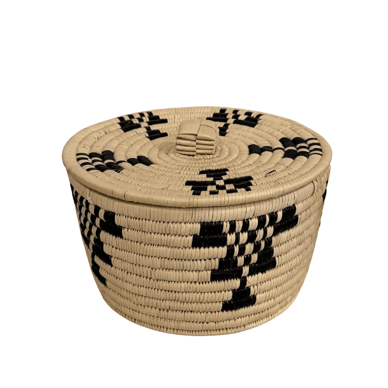 Black and Natural Pot with Lid