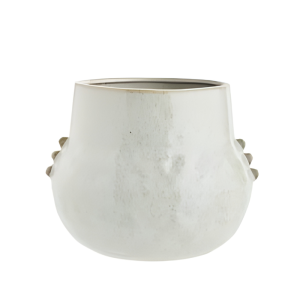 White stoneware pot with organic textured finish