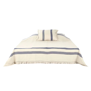 Belgian Coverlet: INDIGO STRIPE