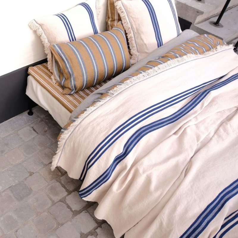 Belgian Coverlet: INDIGO STRIPE - Image 3