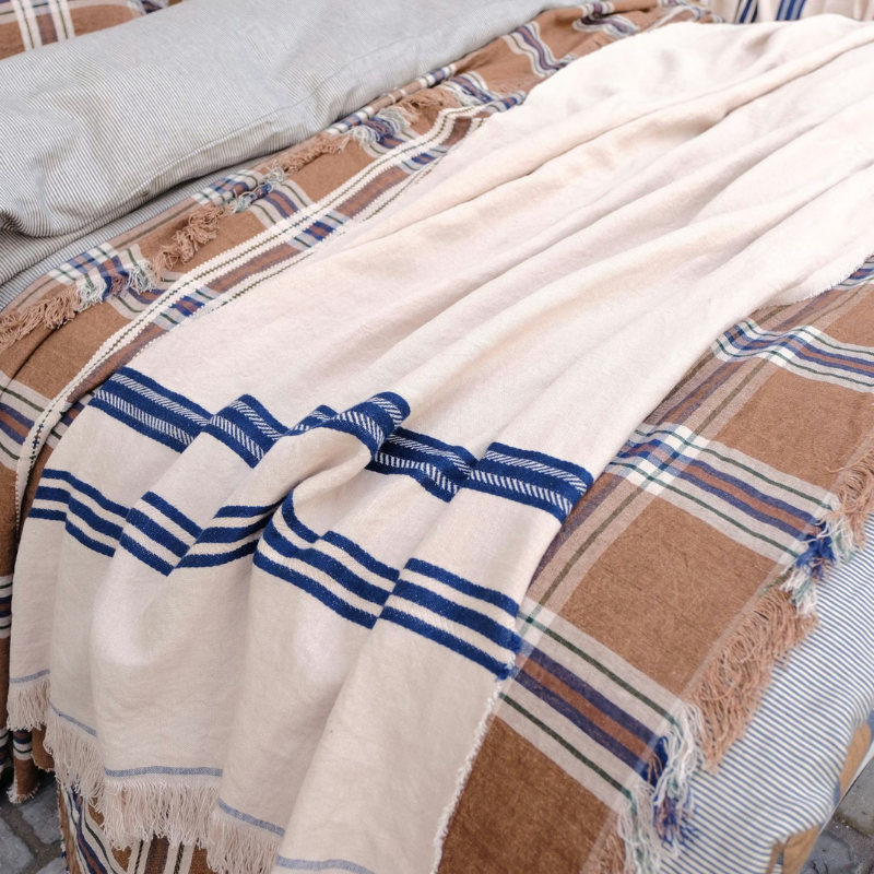 Belgian Coverlet: INDIGO STRIPE - Image 4