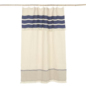 Belgian Throw: MARINA INDIGO STRIPE PIECE DE LIN