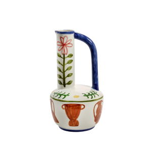 Serax Bijao Mix vase tall hand-painted ceramic sculptural décor piece by Santiago de Borja with expressive fish and botanical motifs