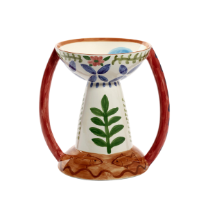Serax Charapita Mix vase large hand-painted ceramic sculptural décor piece by Santiago de Borja with fish and botanical motifs