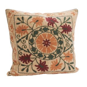 Suzani Cotton Scatter: Sand/ Red