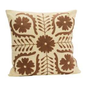 Suzani Cotton Stripe Scatter: Brown