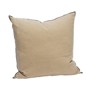 Linen Piped Scatter: Greige/ Black