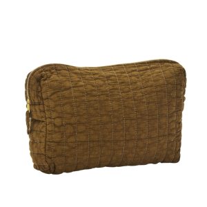 Quilted Tobacco Toiletry Bag
