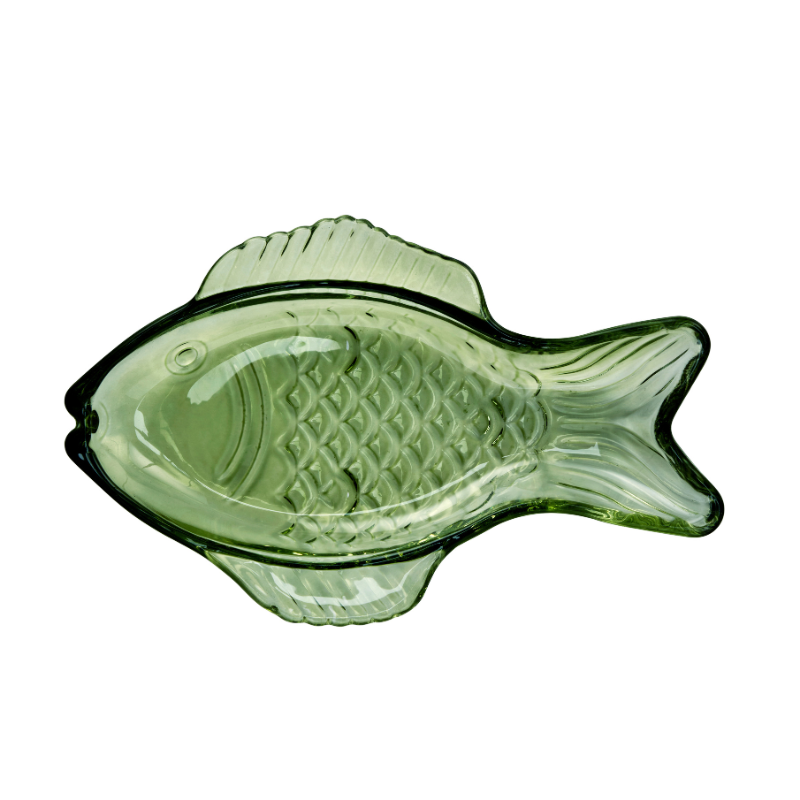 Glass Fish Tray Green Small