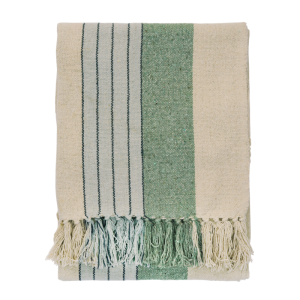 Recycled Cotton Throw Green and Off-White
