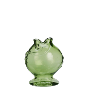 Round Glass Fish Vase Green
