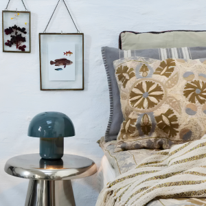 Alternative view of Striped Cotton and Jute Bolster Cushion: Grey