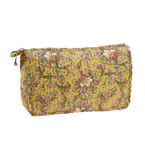 Quilted Toiletry Bag: Pink / Yellow