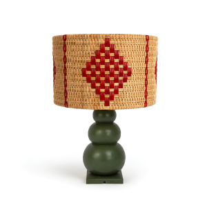 Marrakech Table Lamp Green with Red Shade