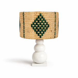 Marrakech Table Lamp White with Green Shade