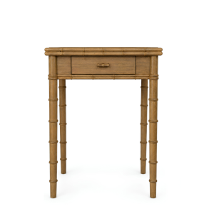 Carved Bamboo Bedside Table with Drawer