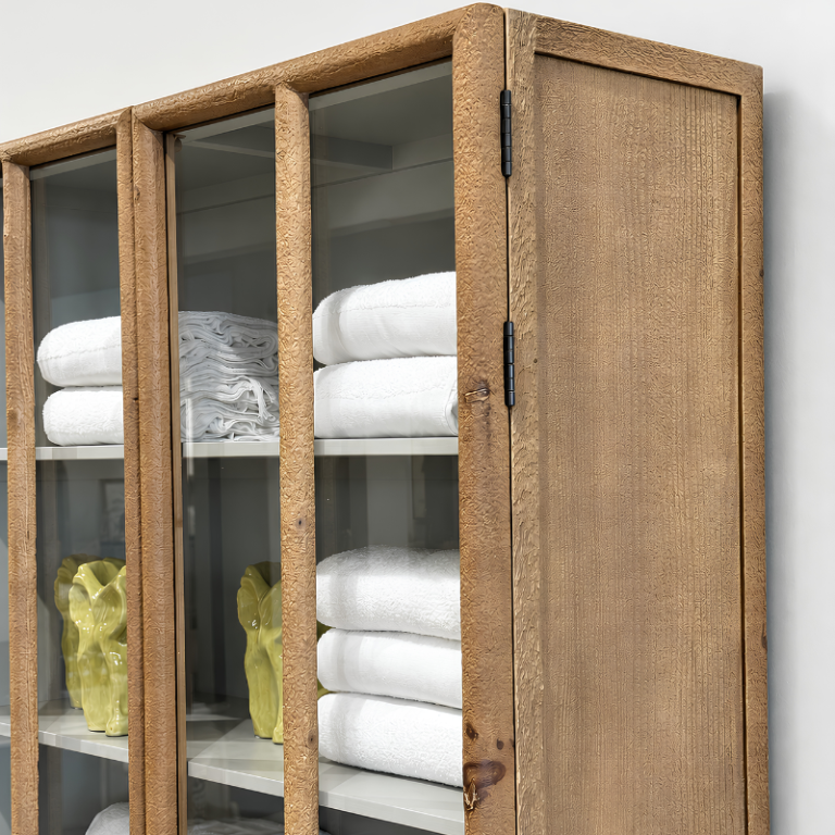 Panel Sweatpants Wooden Panel Glass Cabinet | Pezula Interiors